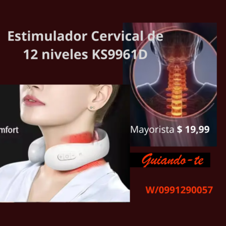 KS-996-1D Masajeador inteligente eléctrico para la columna cervical - Masajeador portátil para el cuello, velocidad ajustable, regalos para mujeres, hombres y familias.