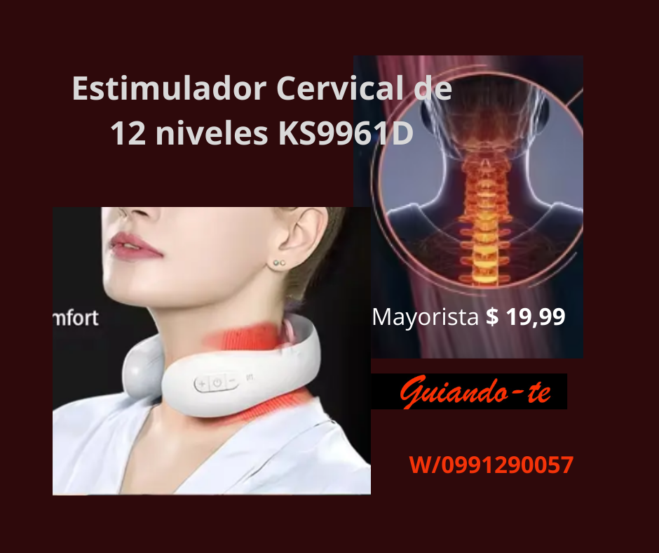 KS-996-1D Masajeador inteligente eléctrico para la columna cervical - Masajeador portátil para el cuello, velocidad ajustable, regalos para mujeres, hombres y familias.